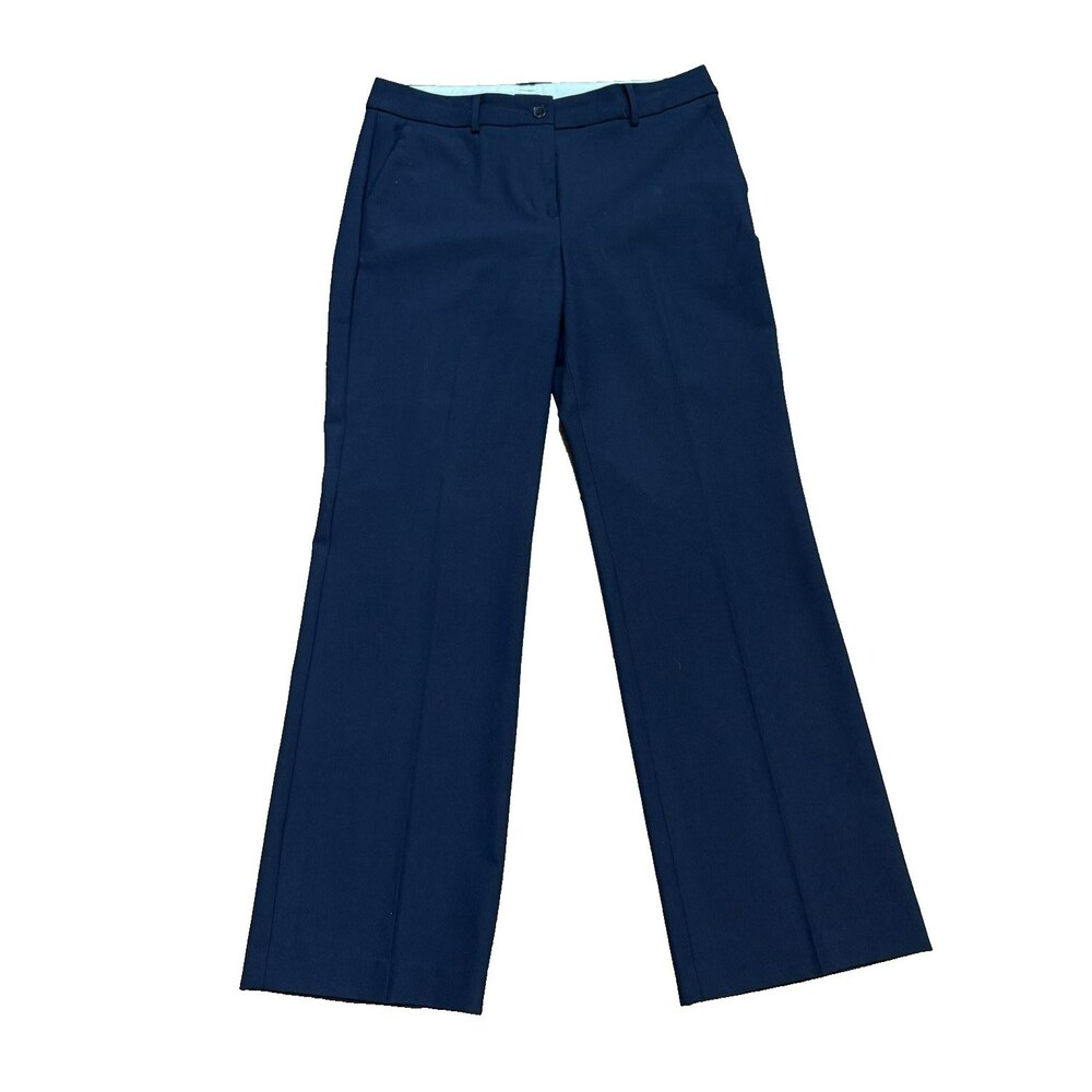 Talbots Women 10 Windsor Curvy Straight Leg Wide Leg Pants Navy Blue Office